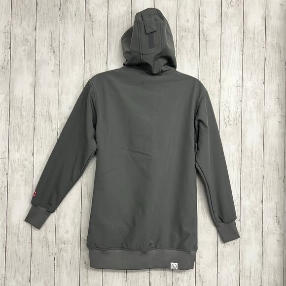 CG Habitats Tech Zip Hoodie Gray Thumb Holes Breathable Zip Pockets Jacket Small - Picture 2 of 9